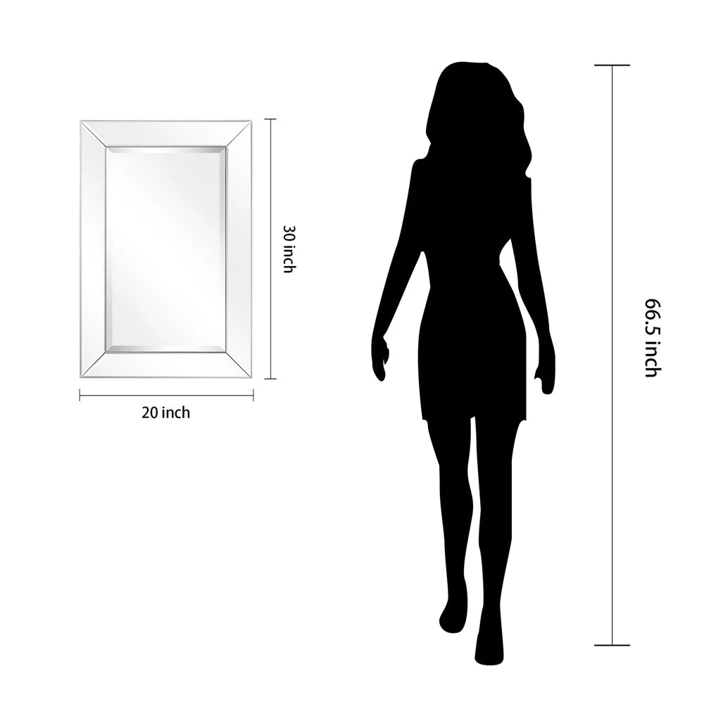 Beveled Rectangular Bathroom or Bedroom Wall Mirror