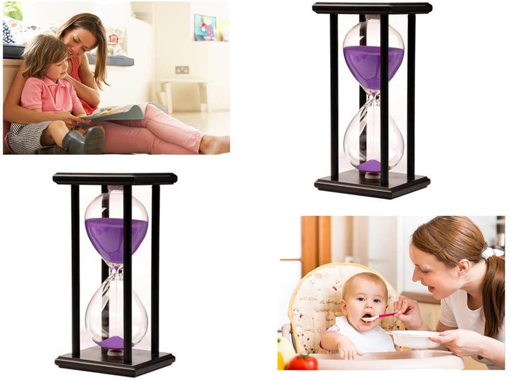 60 Minutes Hourglass Sandglass Timer Sand Timer Clock 60 Min with Wooden Frame Home Decoration Office Ornament Wooden Frame Kitchen Timer