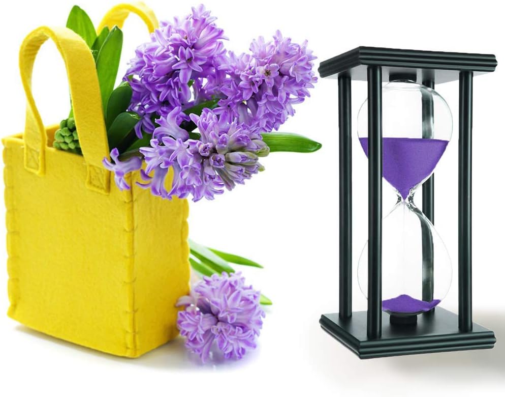 60 Minutes Hourglass Sandglass Timer Sand Timer Clock 60 Min with Wooden Frame Home Decoration Office Ornament Wooden Frame Kitchen Timer