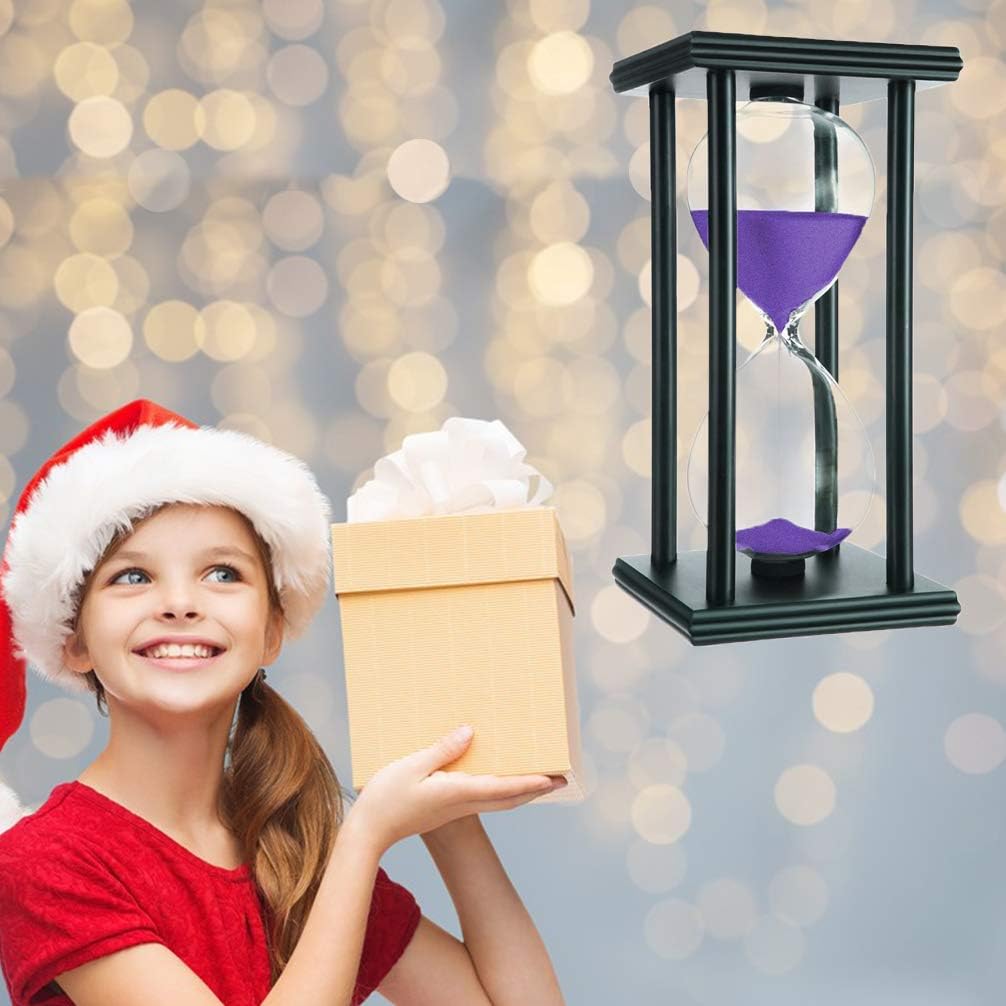 60 Minutes Hourglass Sandglass Timer Sand Timer Clock 60 Min with Wooden Frame Home Decoration Office Ornament Wooden Frame Kitchen Timer