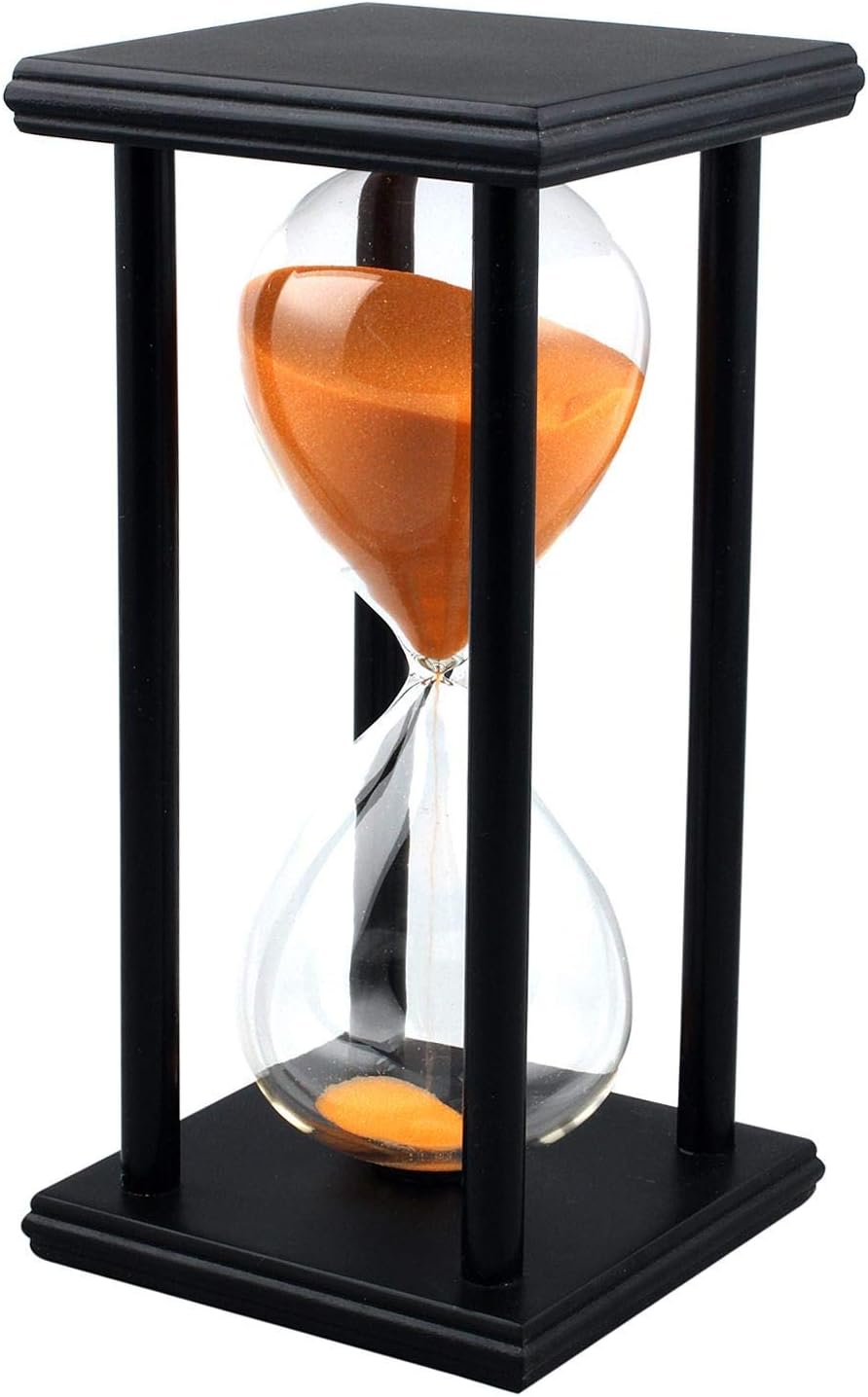 60 Minutes Hourglass Sandglass Timer Sand Timer Clock 60 Min with Wooden Frame Home Decoration Office Ornament Wooden Frame Kitchen Timer