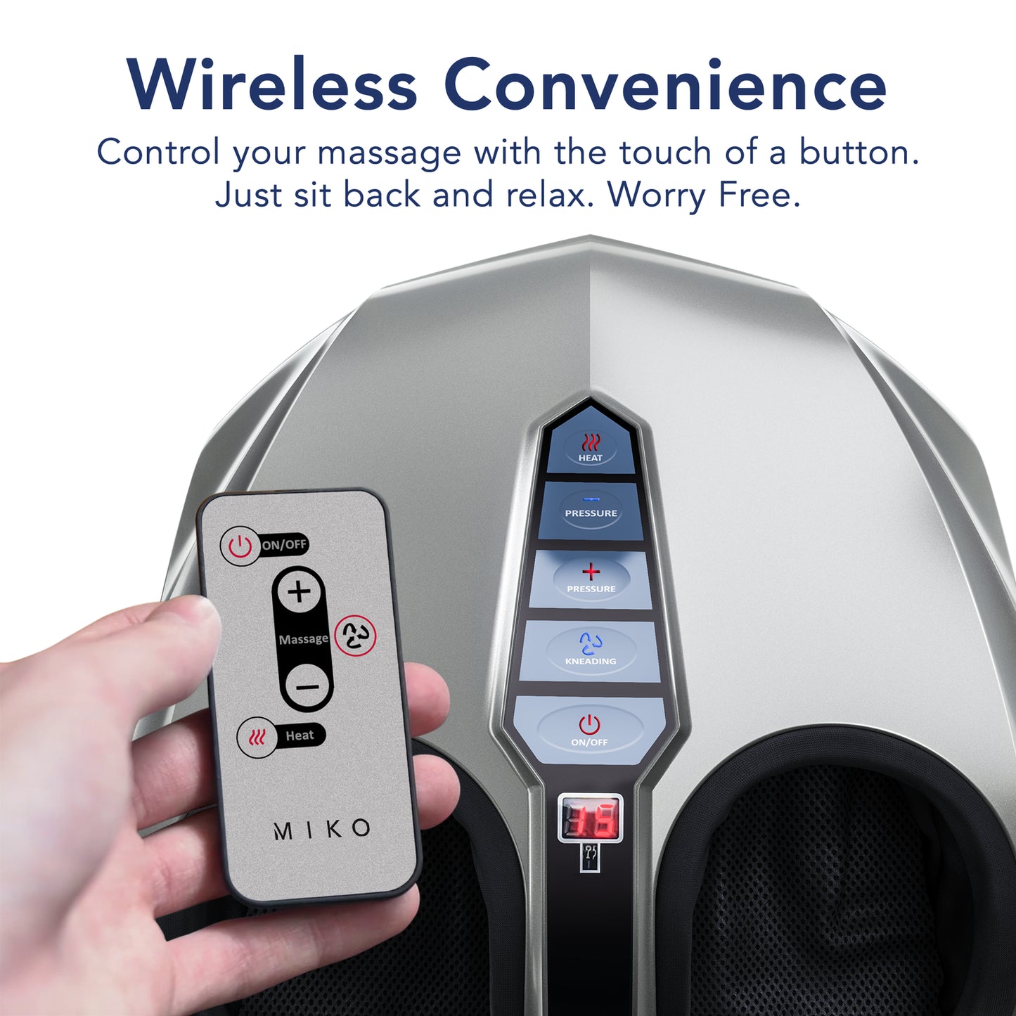 Shiatsu Foot Massager Machine Kneading and Rolling with Heat and Pressure Settings, Silver, Includes 2 Remotes