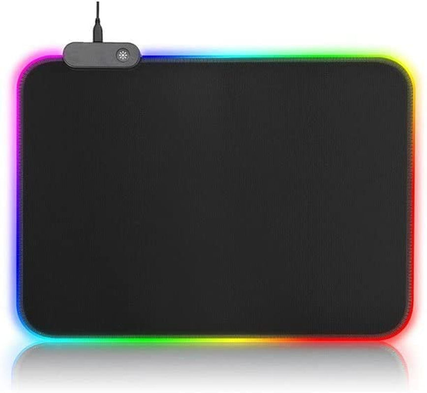 LED USB Cable Gaming Mouse Pad 12 Lighting Modes, Size: 13 X 10 Inch - RGB Mousepad Led Mouse Pad - anti Slip Rubber - Black