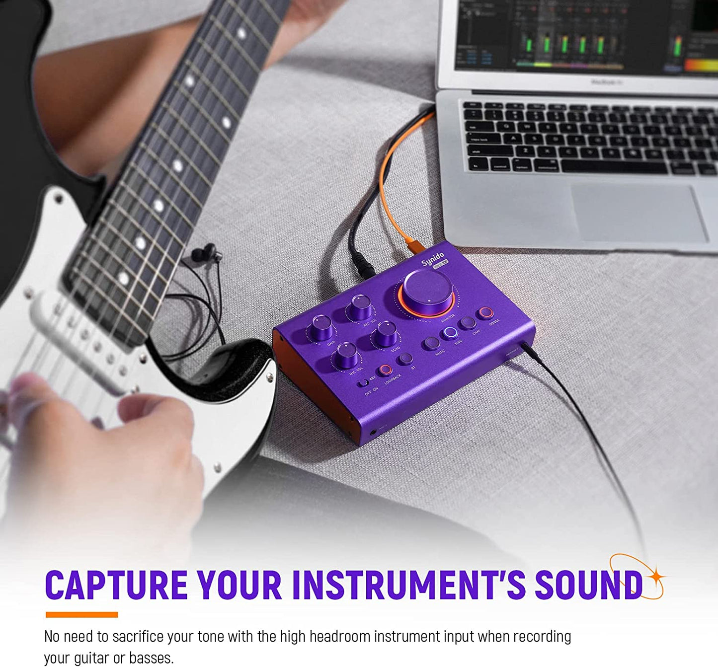 Audio Interface Sound Card, Beginner Podcast Equipment Bundle with 3.5Mm Microphone for Live Streaming, PC, Mac, Recording, Gaming, Guitar