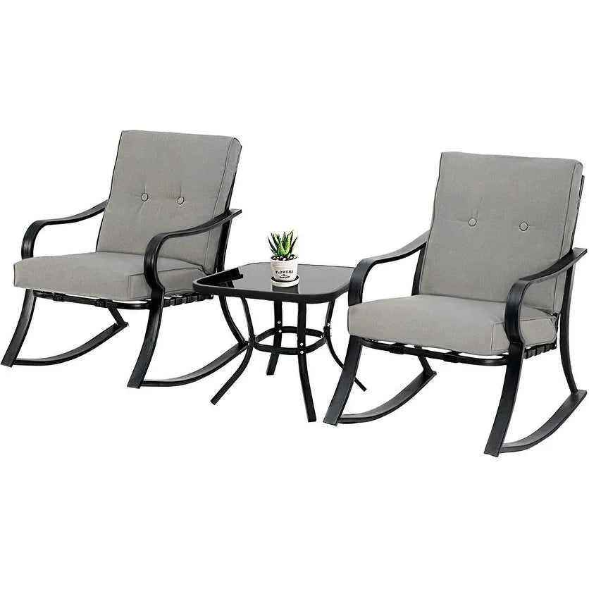 Metal Outdoor 3-Piece Rocking Bistro Set