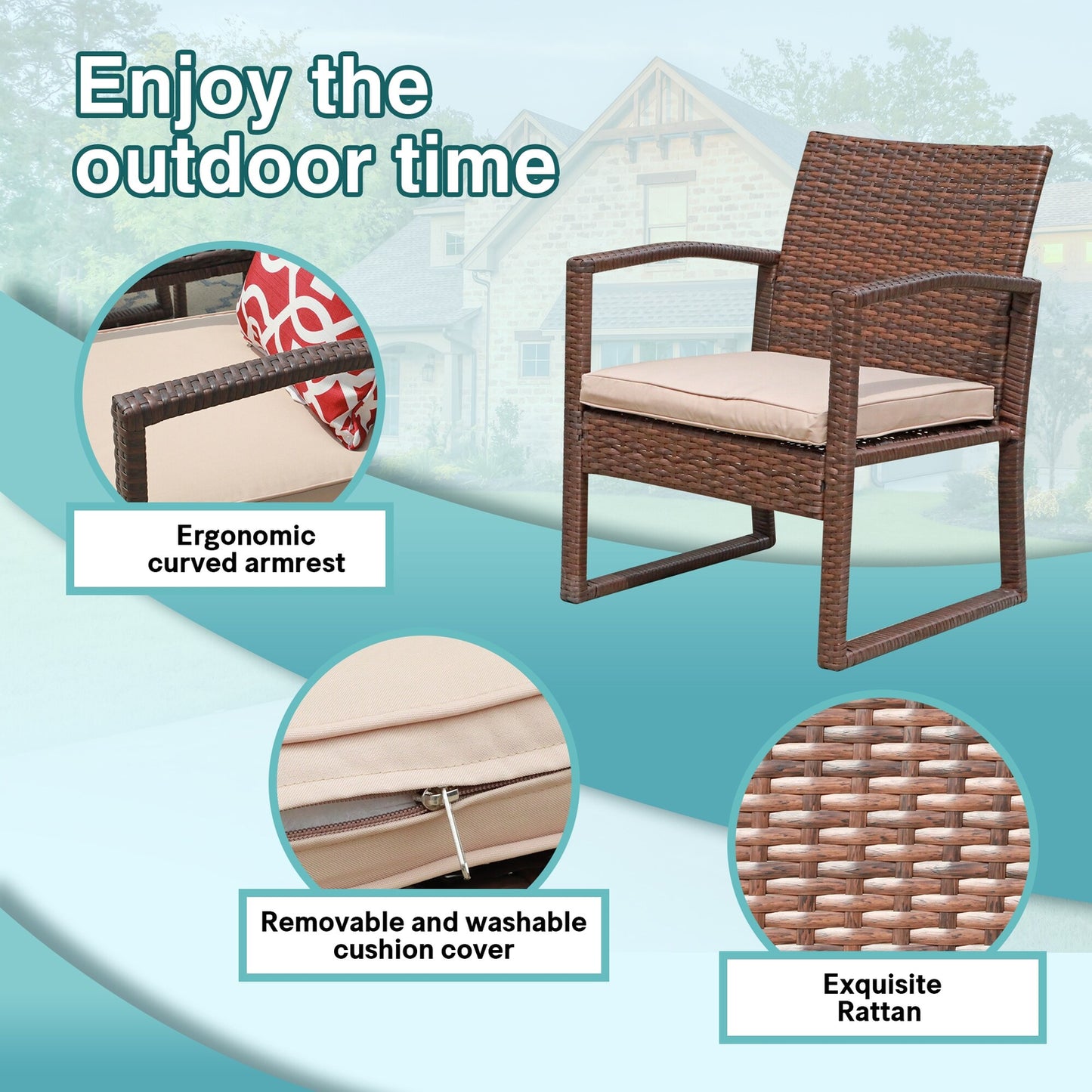 3-Pc. Outdoor Cushioned Wicker Chat Set