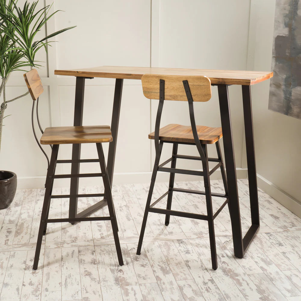 MONA's Kitchen 3-Piece Acacia Wood Bar Set