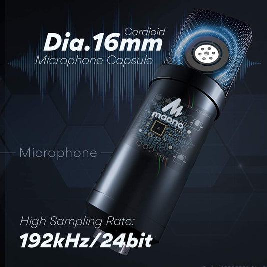 Microphone with Studio Headphone Set 192Khz/24Bit Vocal Condenser Cardioid Podcast Mic Compatible with Mac and Windows, Youtube, Gaming, Live Streaming, Voice-Over (AU-A04H)