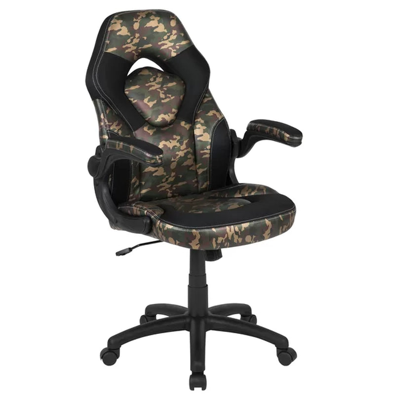 High Back Racing Style Ergonomic Gaming Chair with Flip-Up Arms, Black Leathersoft
