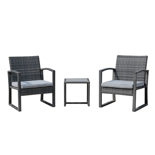 3-Pc. Outdoor Cushioned Wicker Chat Set