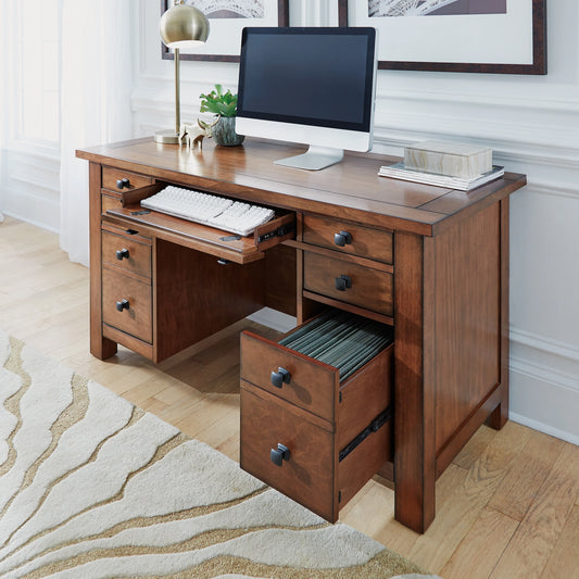 Aged Maple Executive Pedestal Desk
