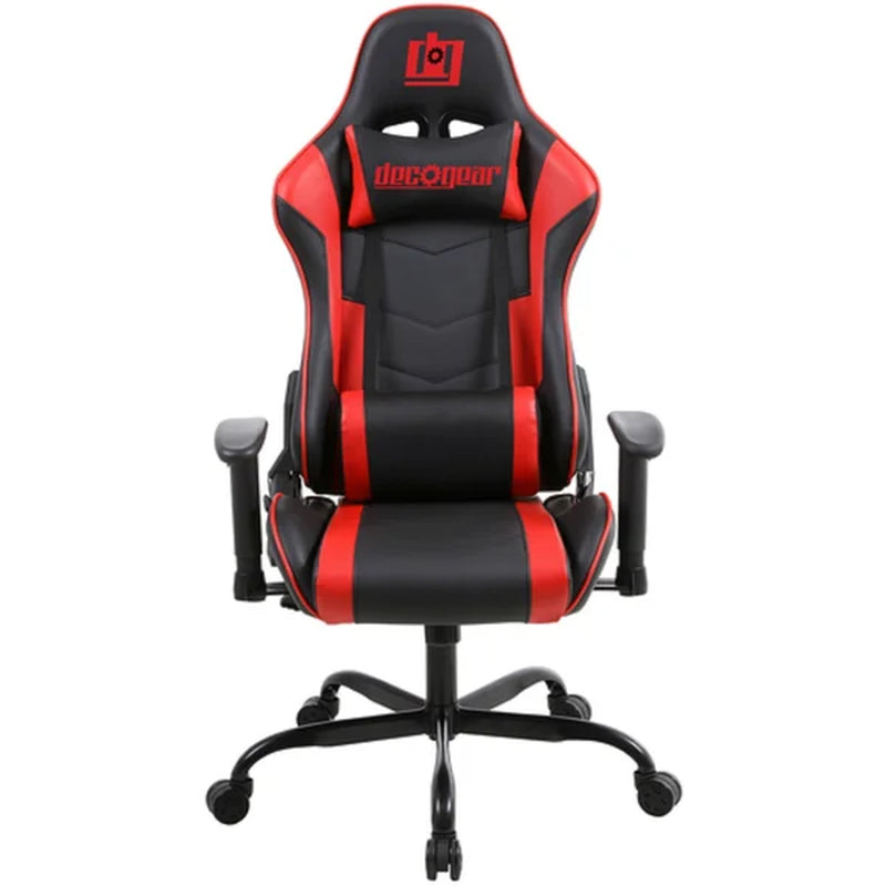 Red Foam Gaming Computer Chair with Hydraulic Seat Adjustment, 360-Degree Spin, Rolling Caster Wheels