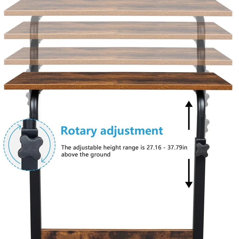 Height Adjustable Chipboard & Steel Side Table with Baffle
