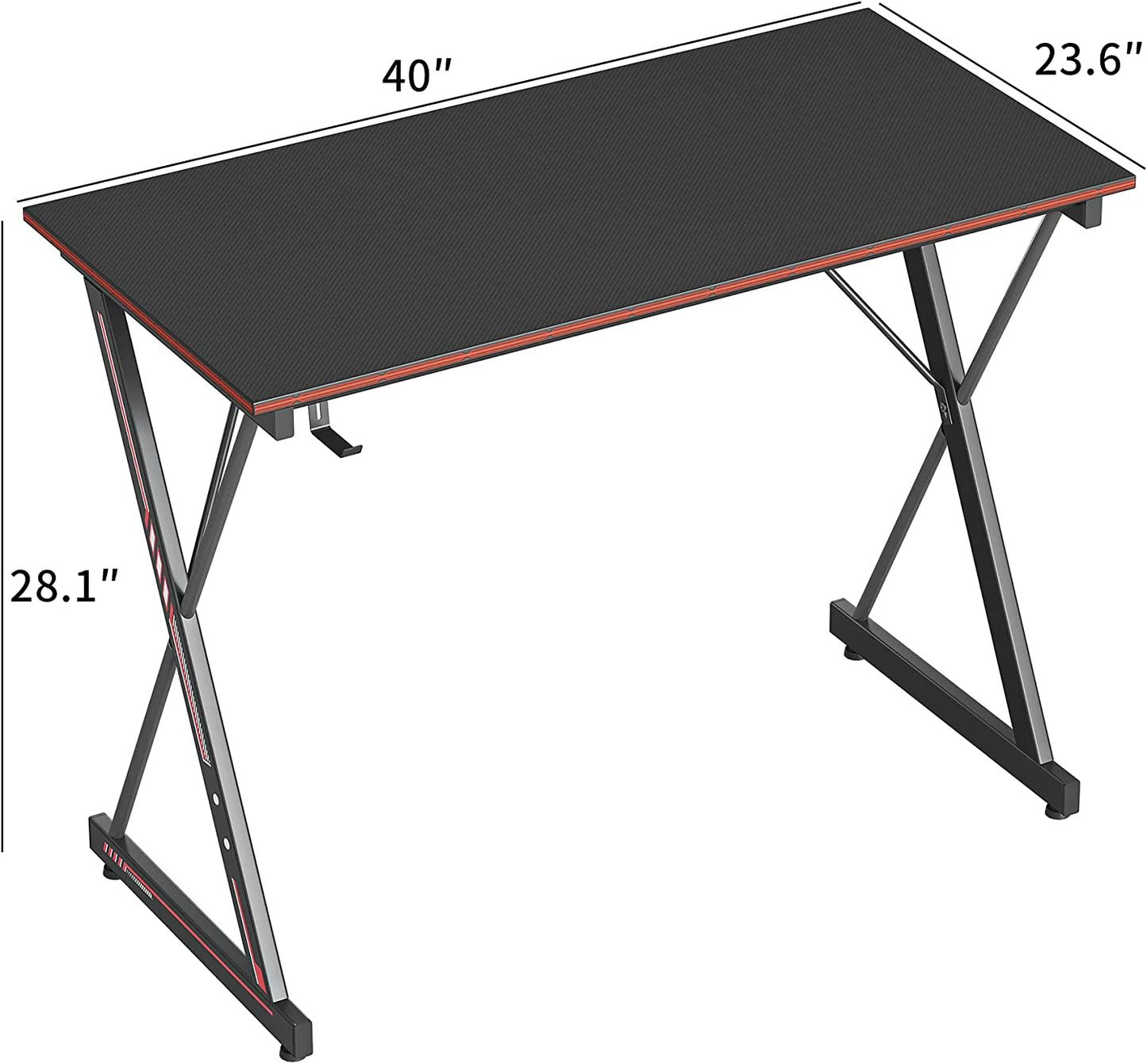 Gaming Desk 40 Inch PC Computer Desk, Home Office Desk Table Gamer Workstation, Simple Game Table, Black