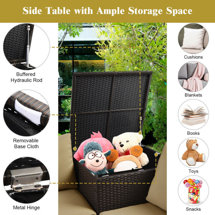 Taylor & Co 4 Pieces Outdoor Patio Rattan Furniture Set with Loveseat and Storage Box