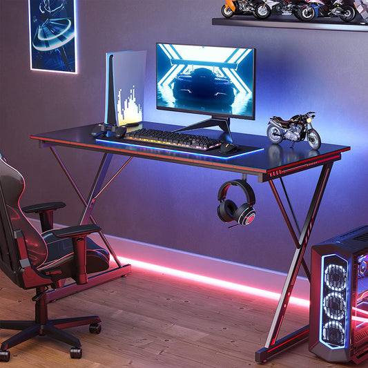 Gaming Desk 40 Inch PC Computer Desk, Home Office Desk Table Gamer Workstation, Simple Game Table, Black