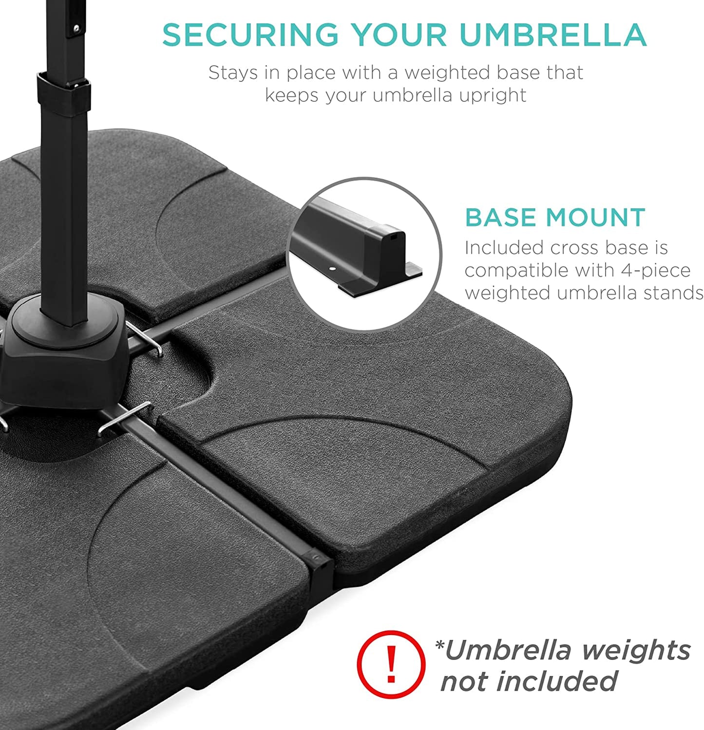 Solar LED Cantilever Patio Umbrella with Lights, 10 Foot Easy Tilt, and Cross Base, 360-Degree Hanging Offset Sun Shade for Backyard, Deck, and Poolside