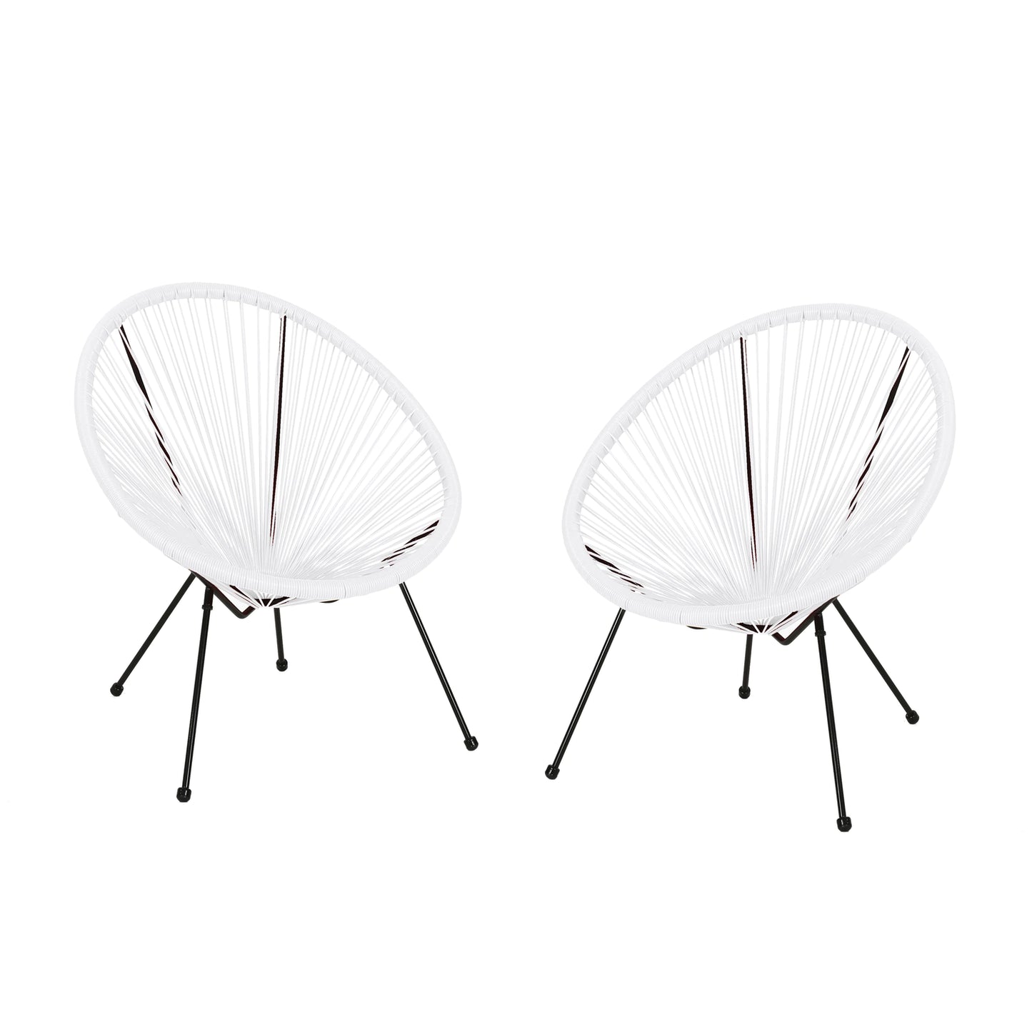 Anson Outdoor Steel Chairs W/ Hammock Rattan Seating (Set of 2) by