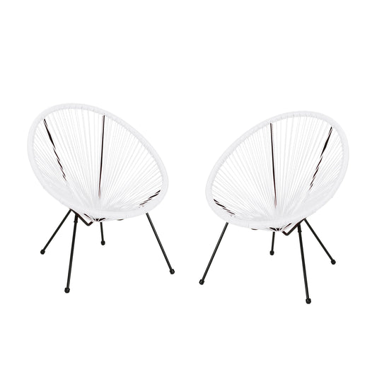 Anson Outdoor Steel Chairs W/ Hammock Rattan Seating (Set of 2) by