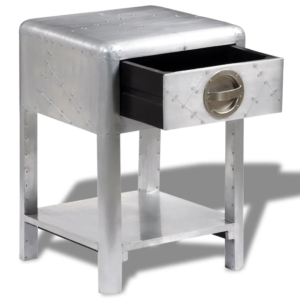 Retro Aviator End Table with 1 Drawer Vintage Aircraft Airman Style