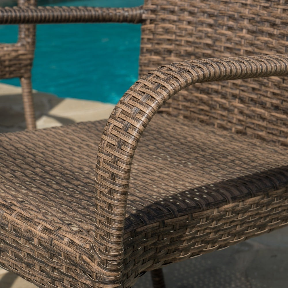 Benhill Outdoor Contemporary Wicker Stacking Chairs (Set of 4) by