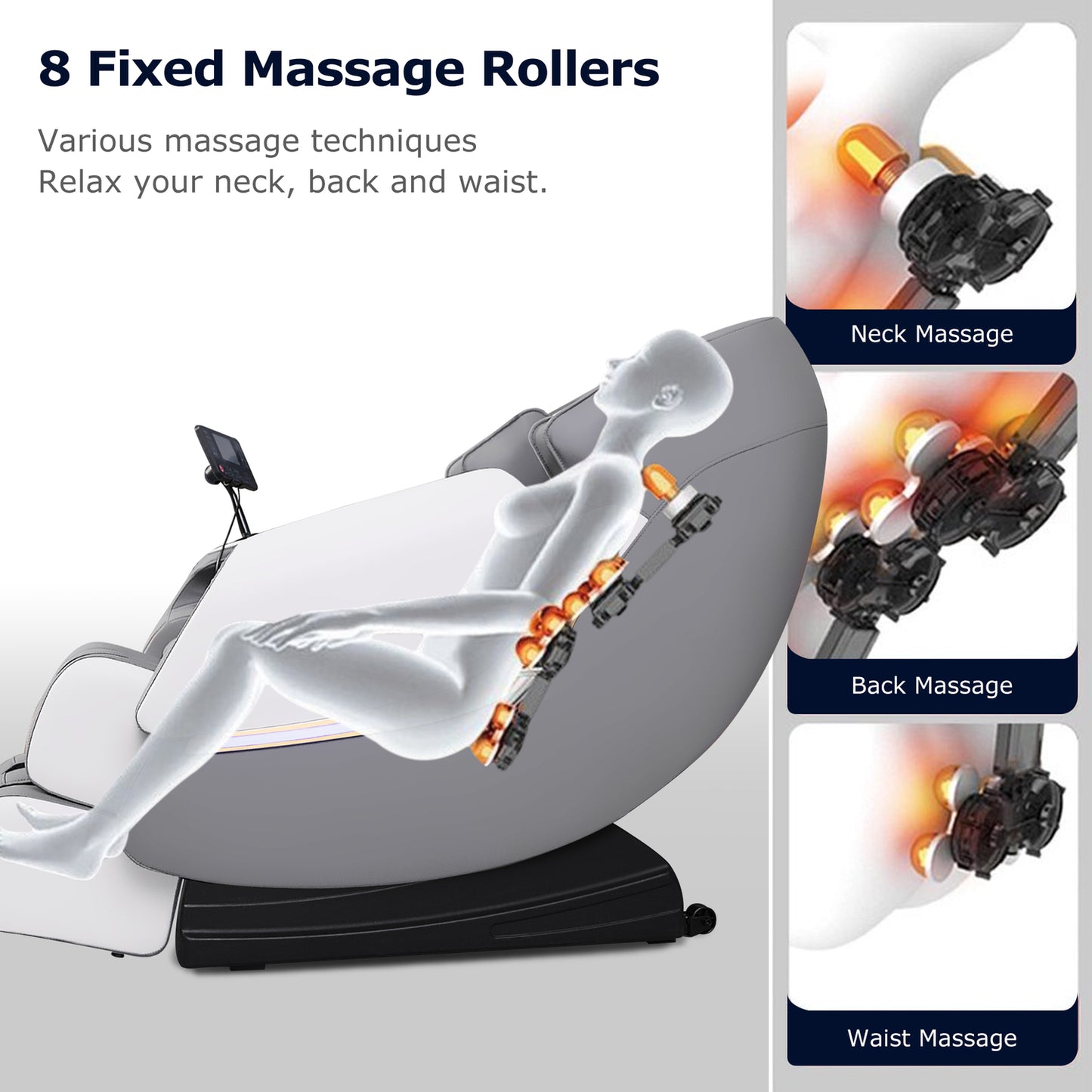 Massage Chair Full Body Massage Zero Gravity Shiatsu Recliner with Airbags, Gray