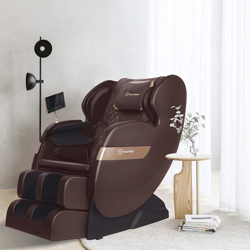 Faux Leather Heated Full Body Massage Chair with Dual-Core S Track