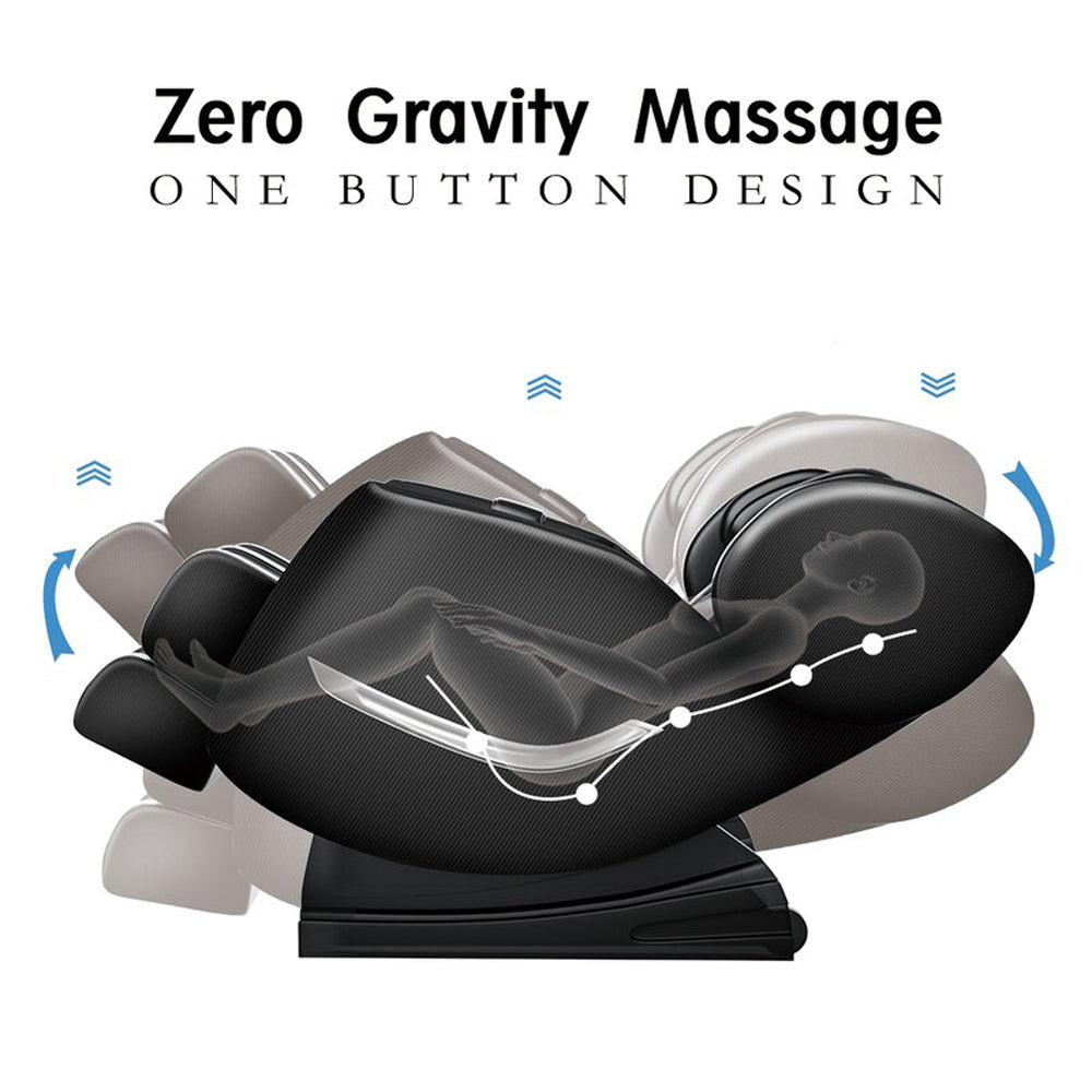 Full Body Electric Zero Gravity Shiatsu Massage Chair with Bluetooth Heating and Foot Roller for Home and Office, Black