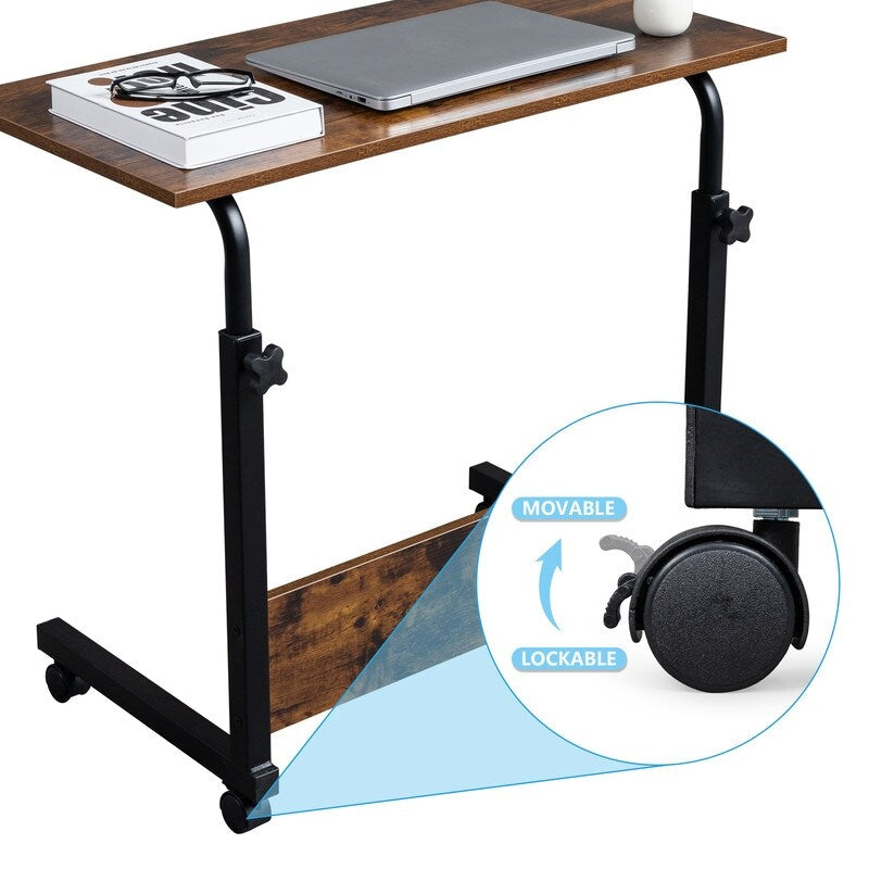 Height Adjustable Chipboard & Steel Side Table with Baffle