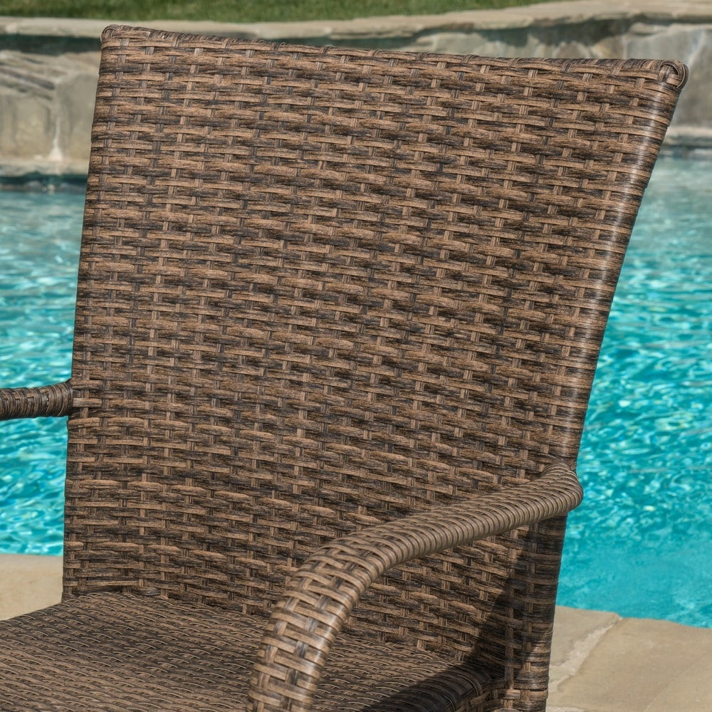 Benhill Outdoor Contemporary Wicker Stacking Chairs (Set of 4) by