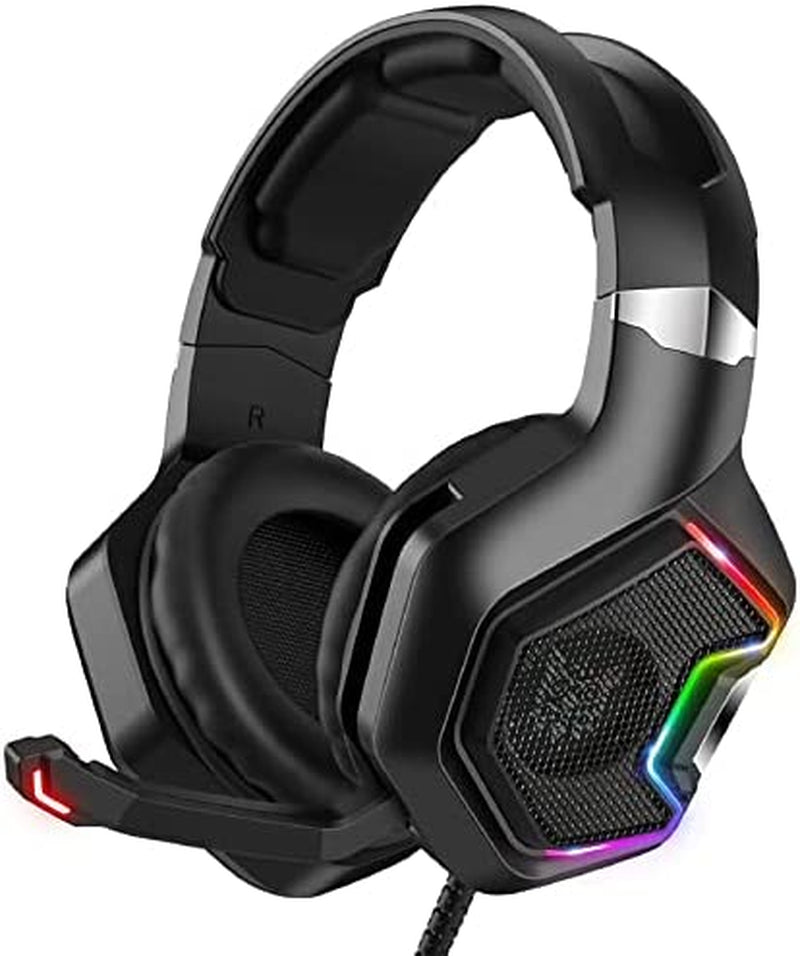 Gaming Headset with Microphone, Gaming Headphones Stereo 7.1 Surround Sound PS4 Headset 50Mm Drivers, 3.5Mm Audio Jack over Ear Headphones Wired for PC Switch Playstation Xbox PS5 Laptop