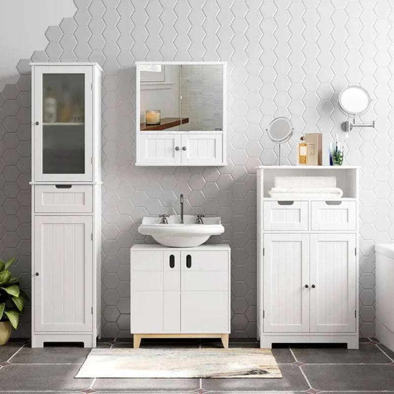 Barzan Surface Mount Framed 2 Door Medicine Cabinet with 3 Adjustable Shelves