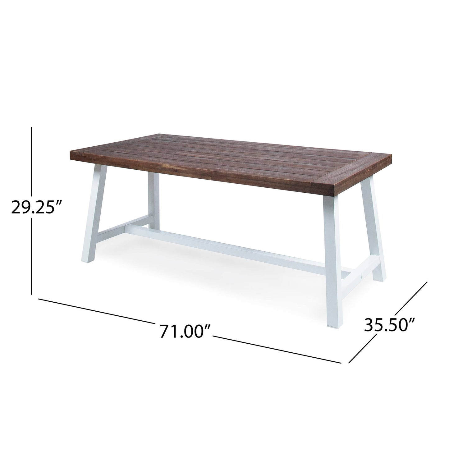Linden Outdoor 6 Piece Rustic Iron and Acacia Wood Dining Set by
