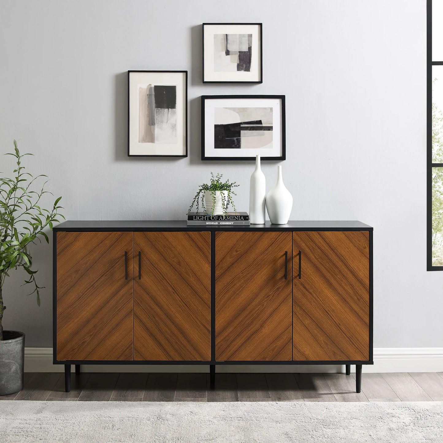 MiddleCass 58-Inch Mid-Century Modern 4-Door Buffet