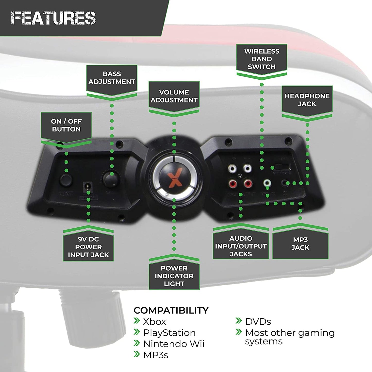 Falcon Pedestal PC Office Gaming Chair, 32" X 25" X 42", Black/Red