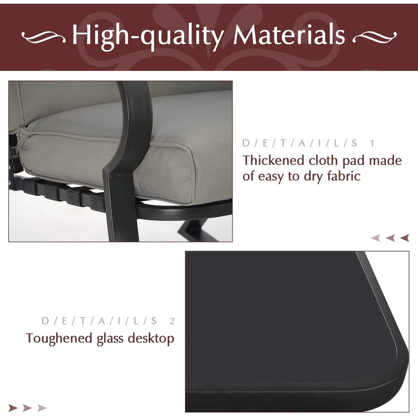 Metal Outdoor 3-Piece Rocking Bistro Set