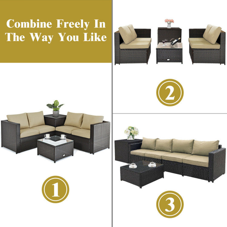 Taylor & Co 4 Pieces Outdoor Patio Rattan Furniture Set with Loveseat and Storage Box