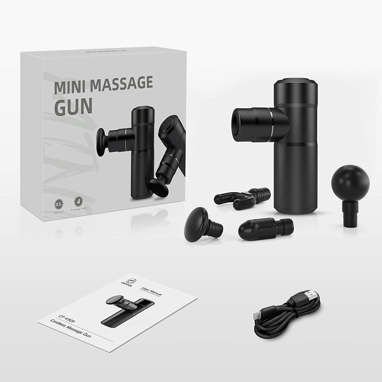 Mini Massage Gun, Deep Tissue Massager Gun,Usb Charging,Lightweight Portable Percussion Muscle Gun for Athletes,Gifts for Men,Women,Super Quiet Body Massage Gun for Neck,Back,Arm,Leg