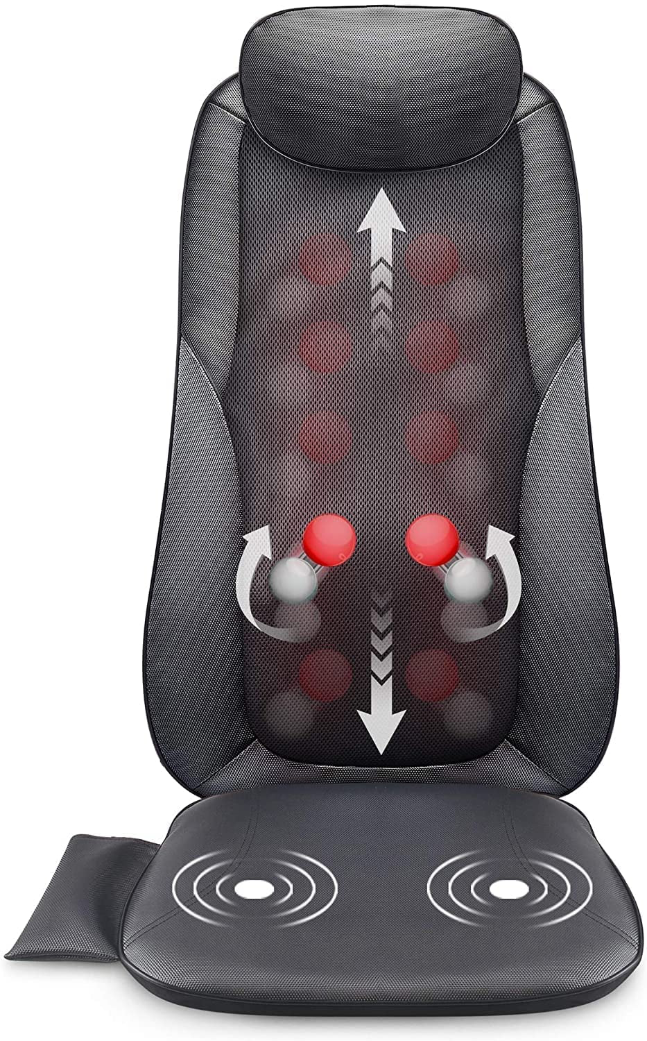 Shiatsu Massage Seat Cushion - 2D/3D 2-In-1 Modes Back Massager with Heat, Rolling Kneading Massage Chair Pad for Back Gifts for Women/Men/Dad/Mom