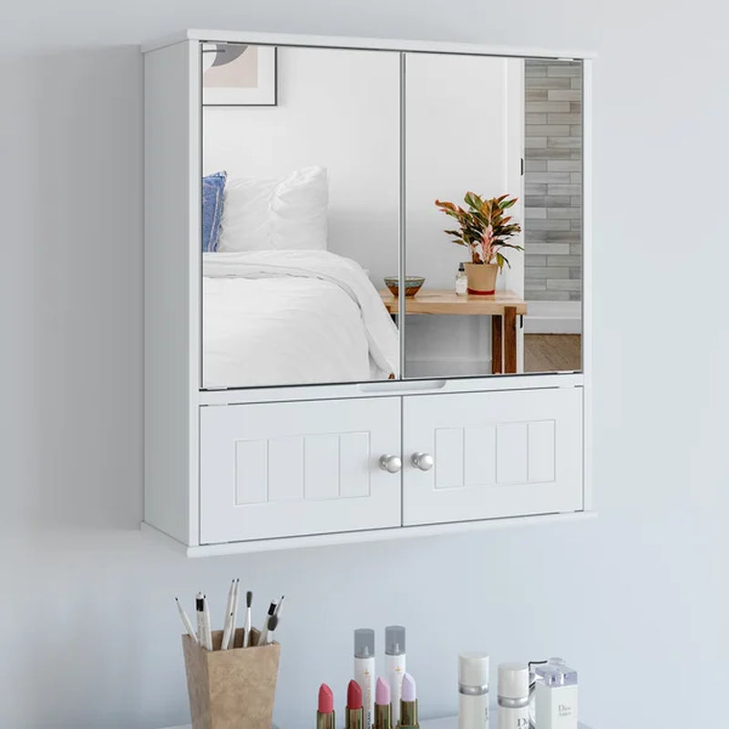 Barzan Surface Mount Framed 2 Door Medicine Cabinet with 3 Adjustable Shelves