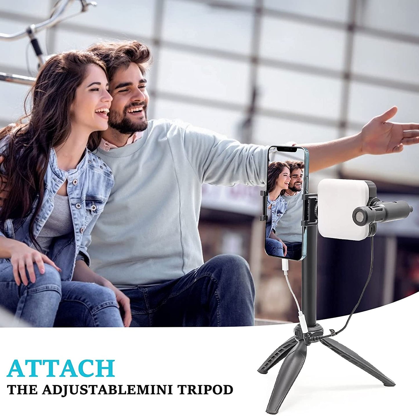 Smartphone Vlogging Kit for Iphone13Promax,Youtube Starter Kit W/Phone Tripod Phone Microphone LED Light Extension Pole,Content Creator Video Kit for Live-Streaming,Youtube,Tiktok(Bsk-3)
