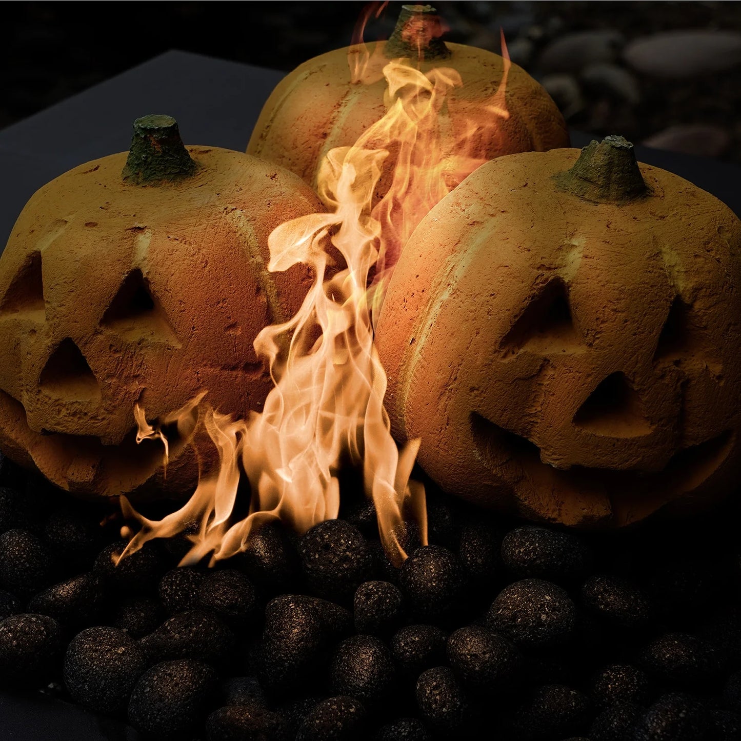 Ceramic Fire Pit Decor | Fire Pit Skulls and Bones | Halloween Pumpkin | for Fire Pits and Fireplaces | Spooky and Scary Decor