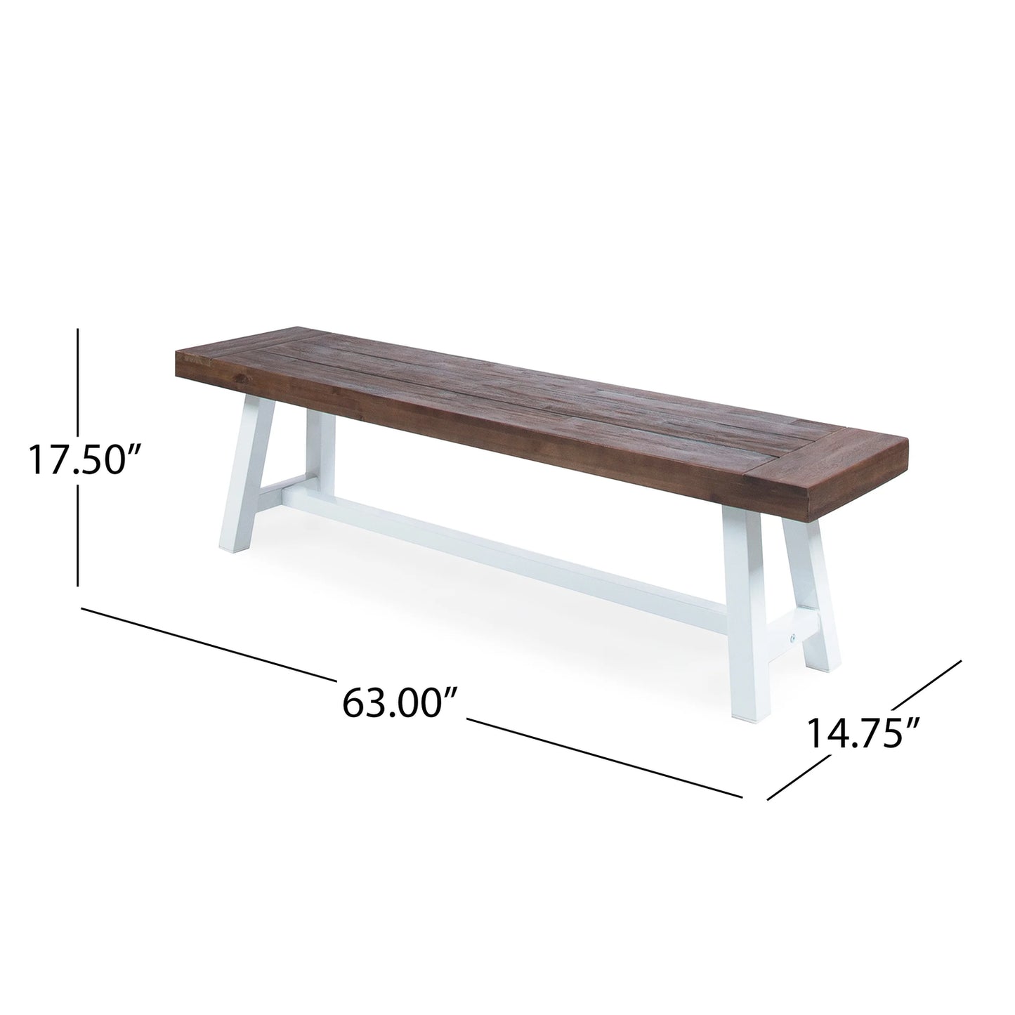 Linden Outdoor 6 Piece Rustic Iron and Acacia Wood Dining Set by