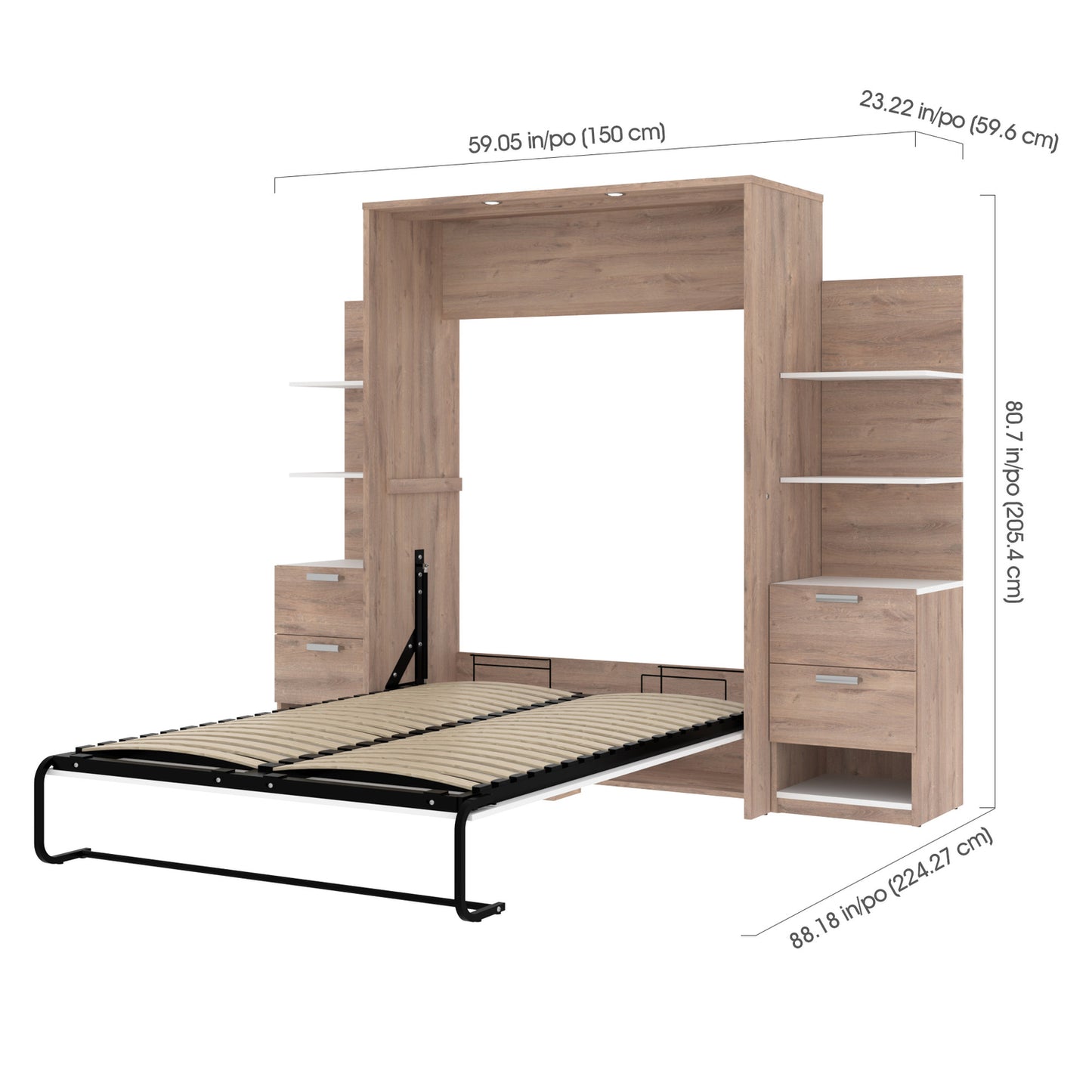 Space Decor Murphy Wall Bed with Two Side Storage Towers