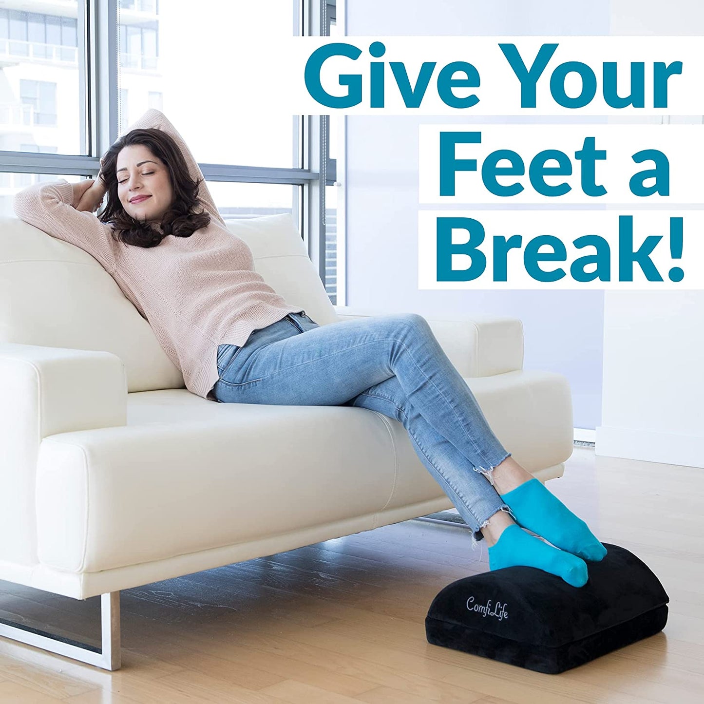 Foot Rest for under Desk at Work – Adjustable Memory Foam Foot Rest for Office Chair & Gaming Chair – Ergonomic Design for Back & Hip Pain Relief (Black)