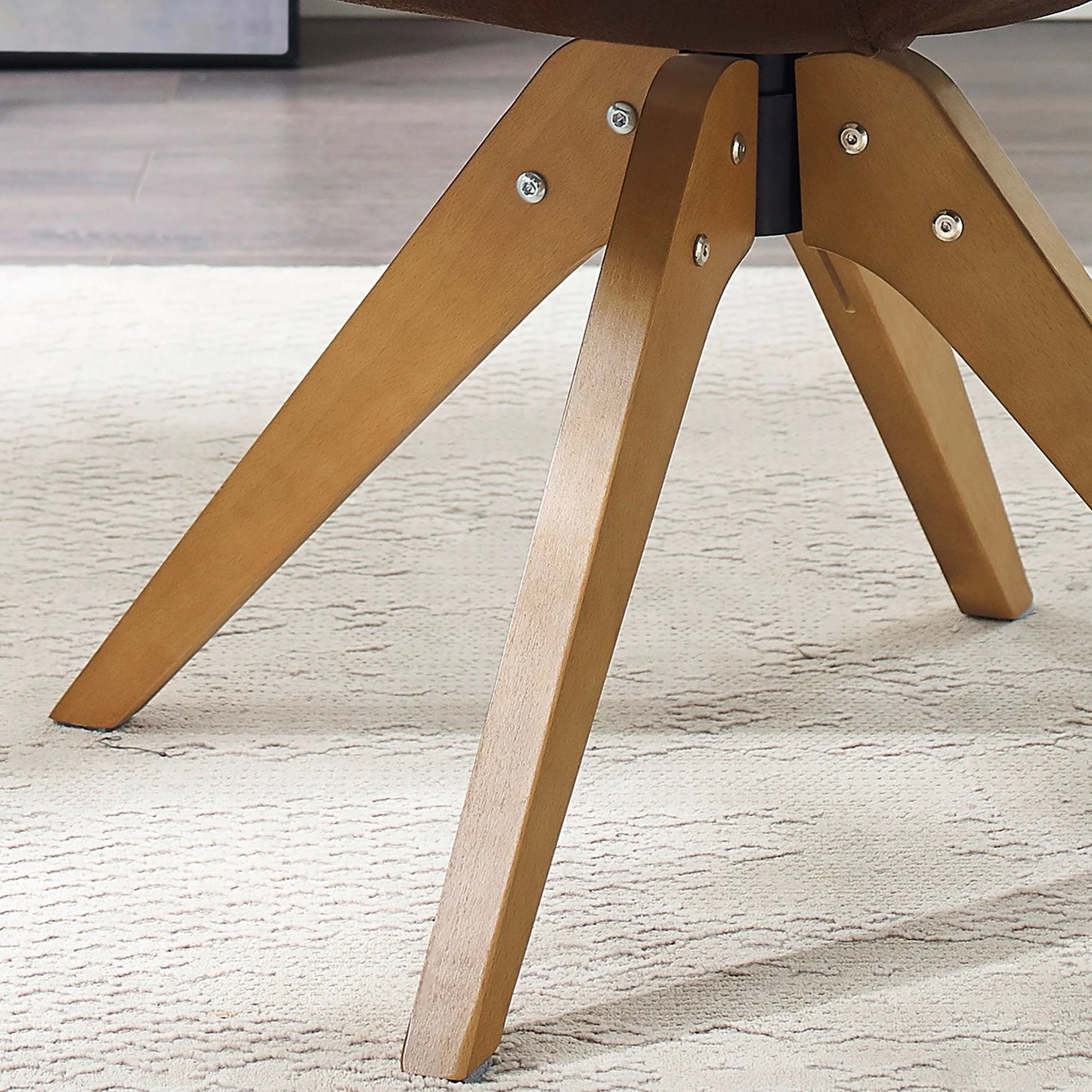 Modern Home Office Swivel Arm Accent Chair with Wood Legs