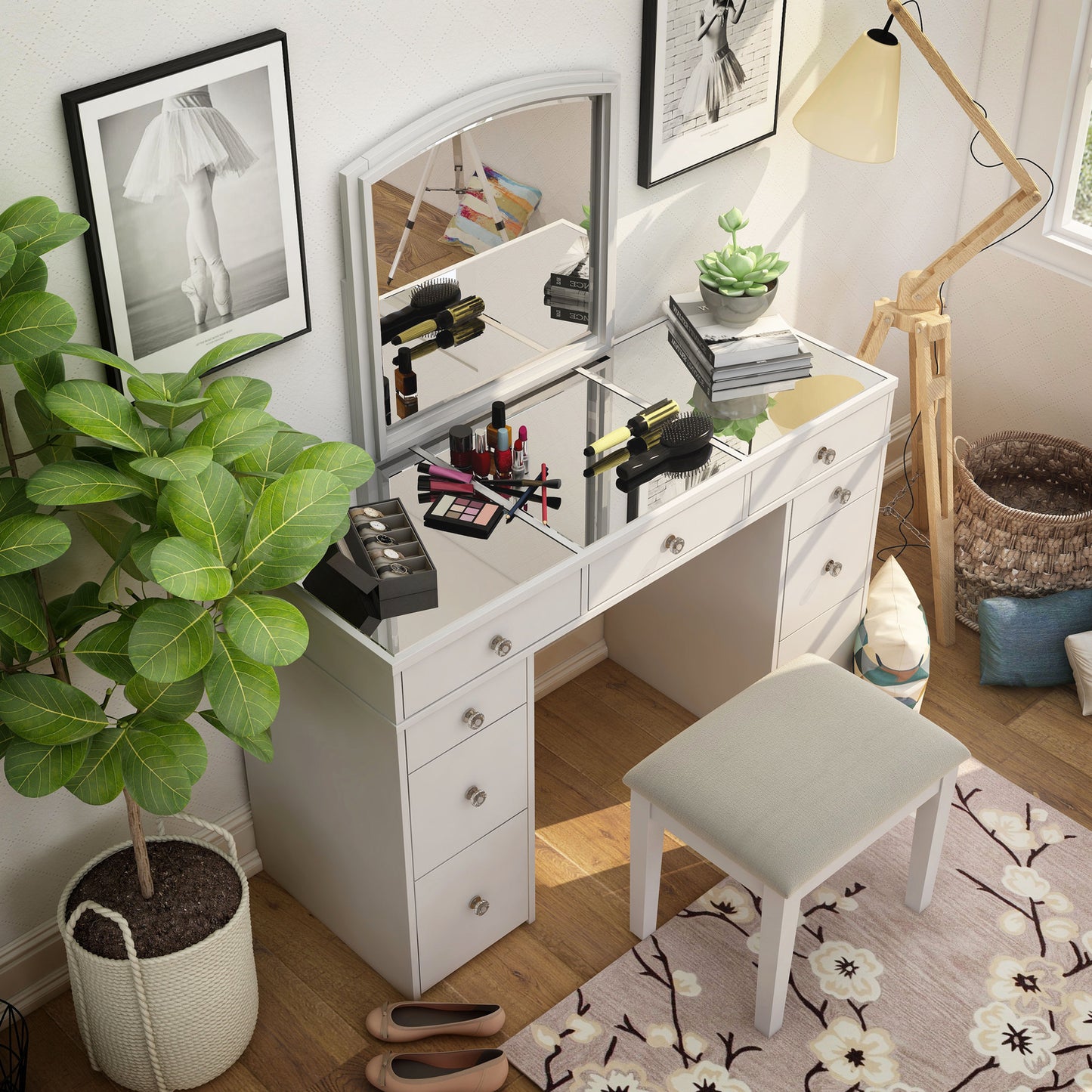 Furniture Nation 7.25-In Makeup Vanity