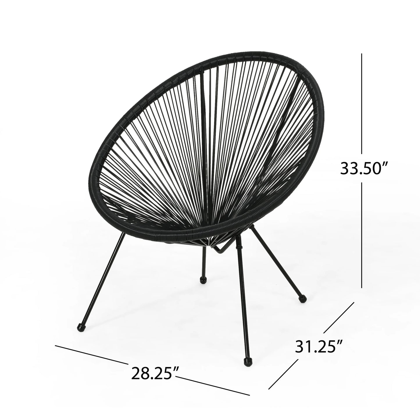 Anson Outdoor Steel Chairs W/ Hammock Rattan Seating (Set of 2) by