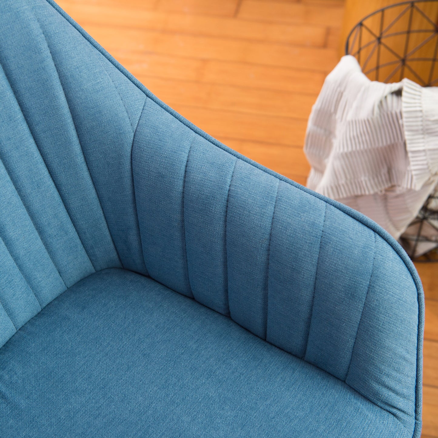 Modern Home Office Swivel Arm Accent Chair with Wood Legs