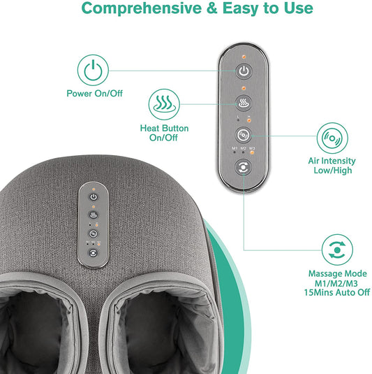 Foot Massager Machine with Heat, Deep Kneading Massager, Delivers Relief for Tired Muscles and Plantar, Multi-Level Settings & Adjustable Intensity for Home or Office Use.